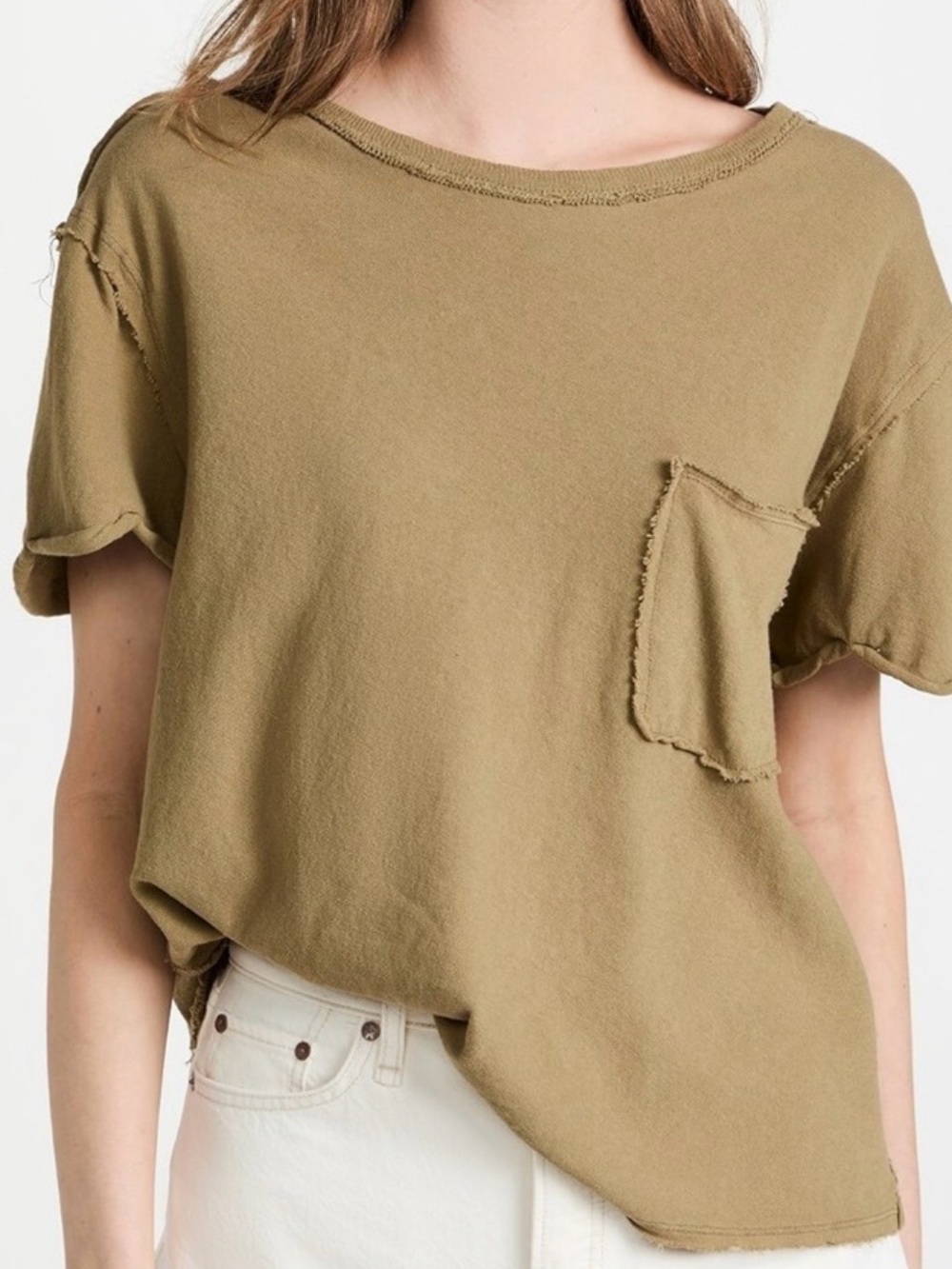 Free People We The Free Oversized Pocket Tee Olive Green Medium